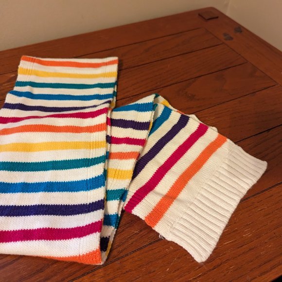 Aeropostale Winter White Rainbow Stripe Long Unisex Acrylic Scarf 67" x 7.5" - Picture 4 of 9